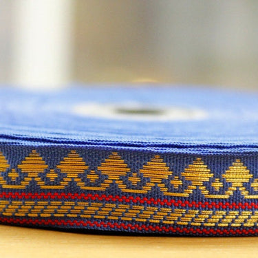 Wholesale Blue, Red and Gold Embroidery Jacquard Trim, Indian Decorative Border